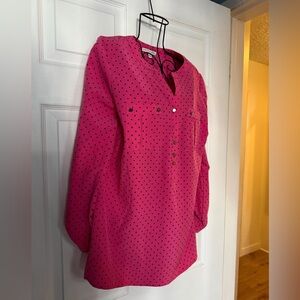 Notations Fuchsia Blouse with Black Dots